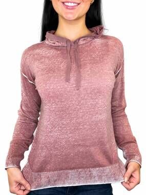 NEW CHARLIE B long sleeve reverse printed hoodie sweater in rosewood